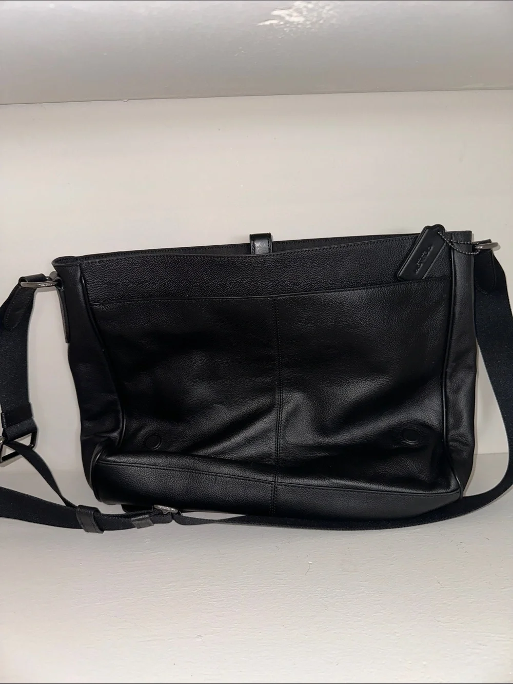 Coach Black Pebbled Leather Messenger Bag